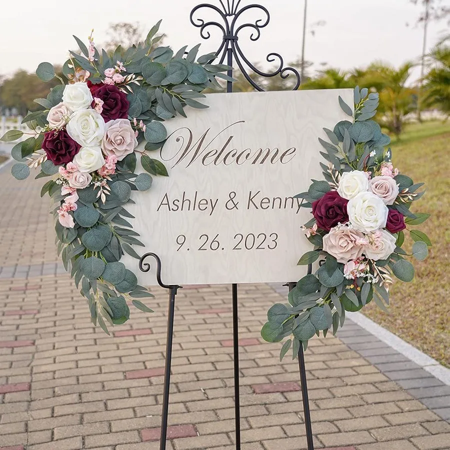 Seniorenschild Blume White & Burgundy